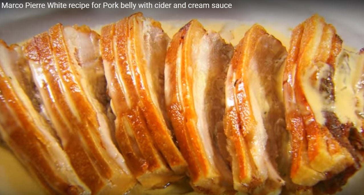 Marco Pierre White's Recipe for Pork Belly with Cider Cream Sauce