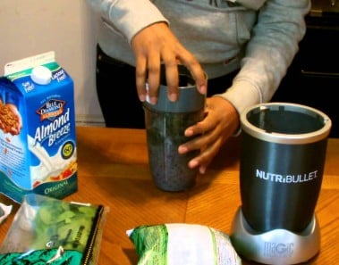 Nutribullet green smoothy and almond milk drink recipe