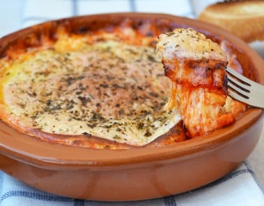 Baked Provolone with Tomato Sauce, Basil & Oregano – Easy Provolone Cheese Appetizer Recipe