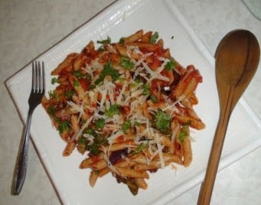 Grilled Veggie Pasta -Quick fix from left over