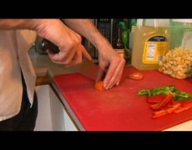 Chicken Cacciatore Recipe : Chopping Garlic & Tomatoes