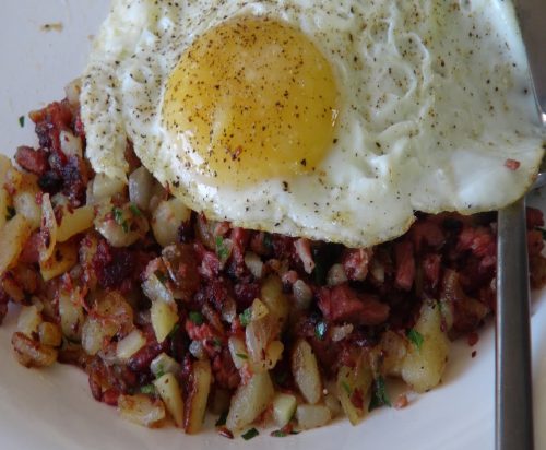How to Make Corned Beef Hash with Sunny Side Up Eggs