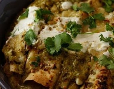 Learn How to Make Guy Fieri’s Turkey Enchiladas with Fire-Roasted Tomatillos