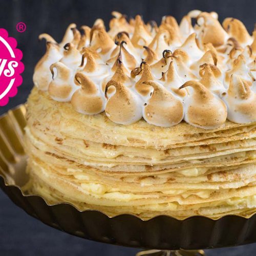 Crêpes-Torte mit Lemoncurd Füllung und Baiserhaube – Crêpes Tarte au citron