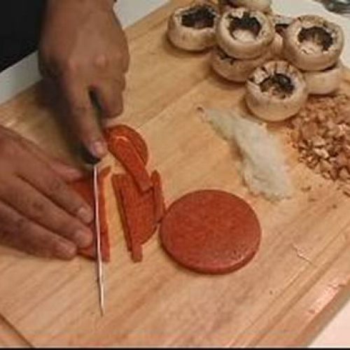 Easy Italian Appetizer Recipes : How to Dice Pepperoni for Stuffed Mushrooms