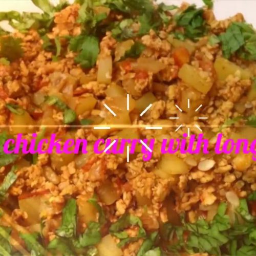 Ground chicken curry with long squash Recipe