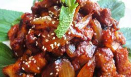 Korean spicy stir-fried pork (Jeyukbokkeum:제육볶음)