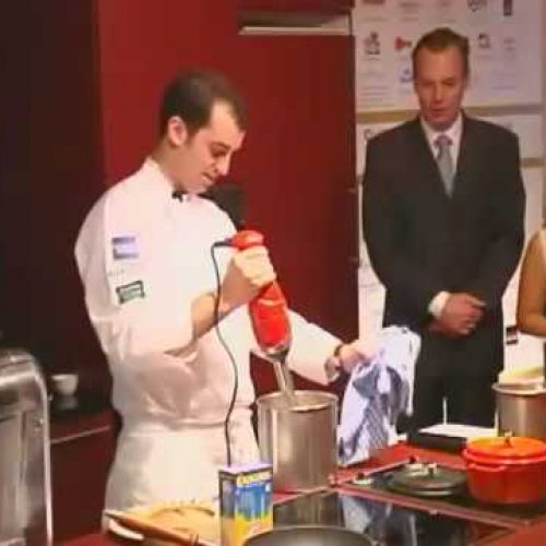 Marinated Sardine on Watermelon Couscous, Onion Sprouts, Lemon Foam by Masterchef Romain Fornell