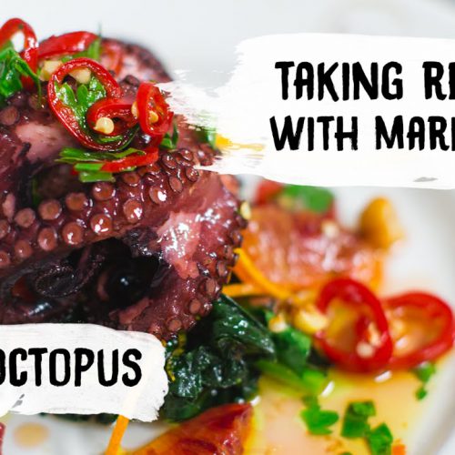 Mario Batali Cooks Crispy Octopus with Cavolo Nero + Hazelnuts