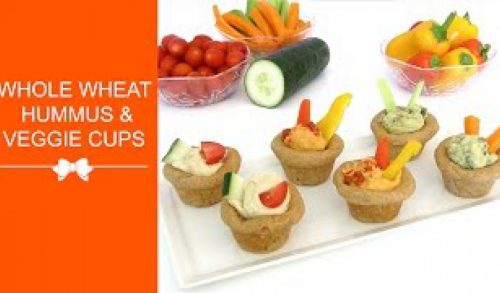 Mini Cupcake Pan Whole Wheat Flatbread Hummus & Veggie Cups