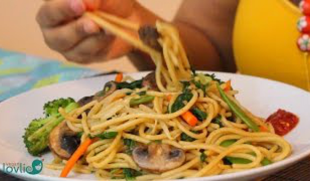 Stir-Fried Vegetable Spaghetti Recipe (vegetarian / vegan recipe)