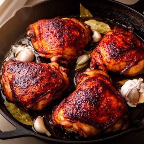 Chicken Adobo Recipe on plate, ready to serve