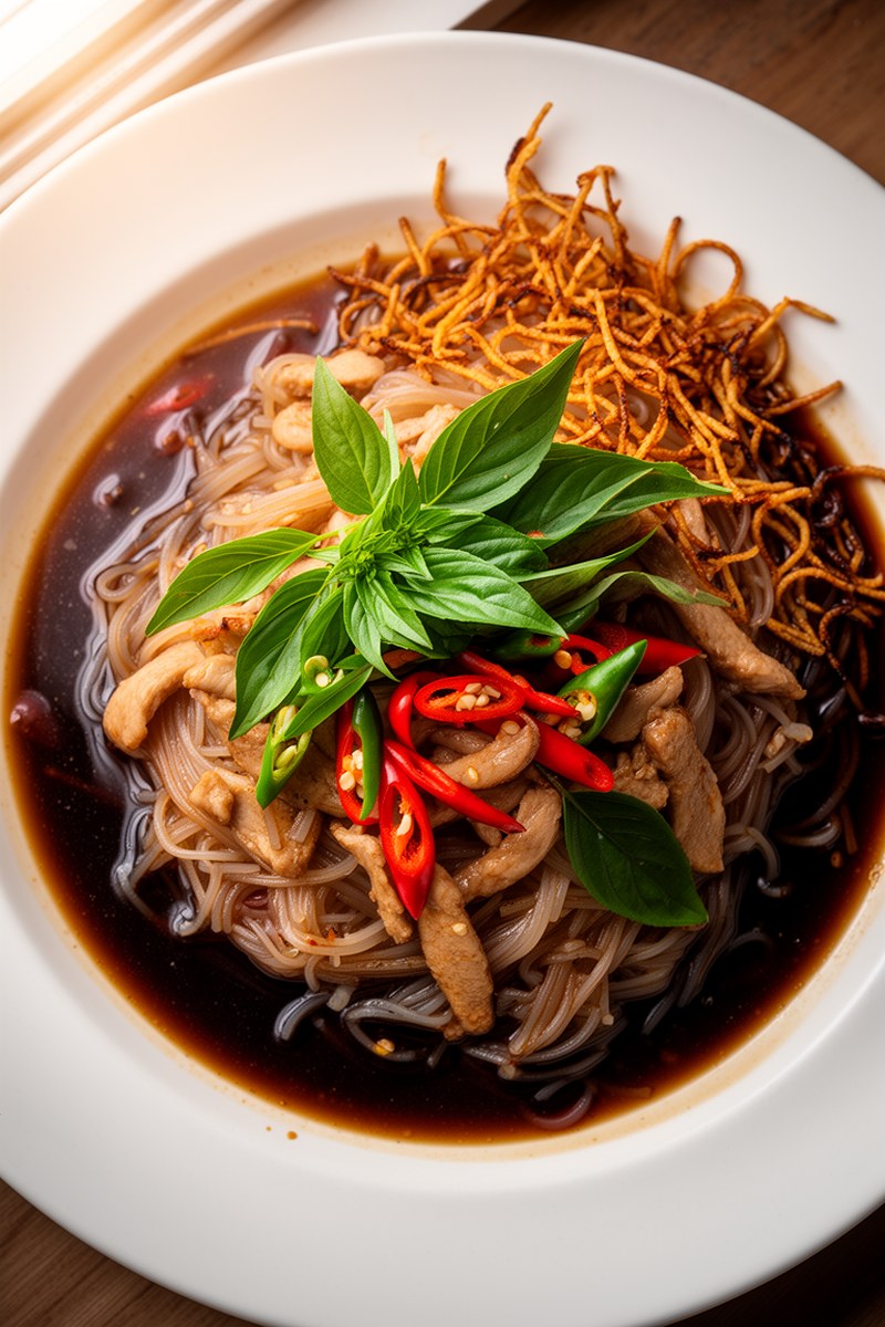 Drunken Noodles Asian Food Recipes on plate, ready to serve