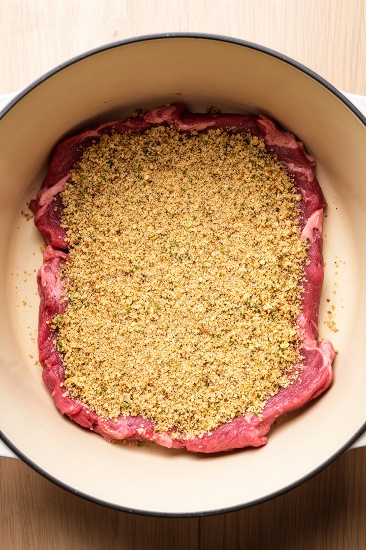 Step 2 of making Italian Braciole Beef Veal Food Recipes — Fill and roll