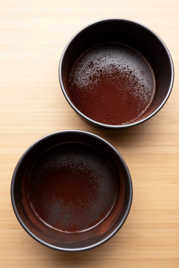 Step 1 of making Moist Chocolate Cake Recipe — Prepare pans