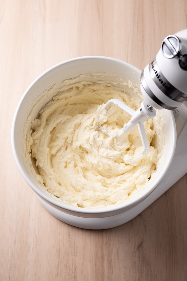 Step 1 of making Oreo Cake Recipe — Creamed butter and sugar