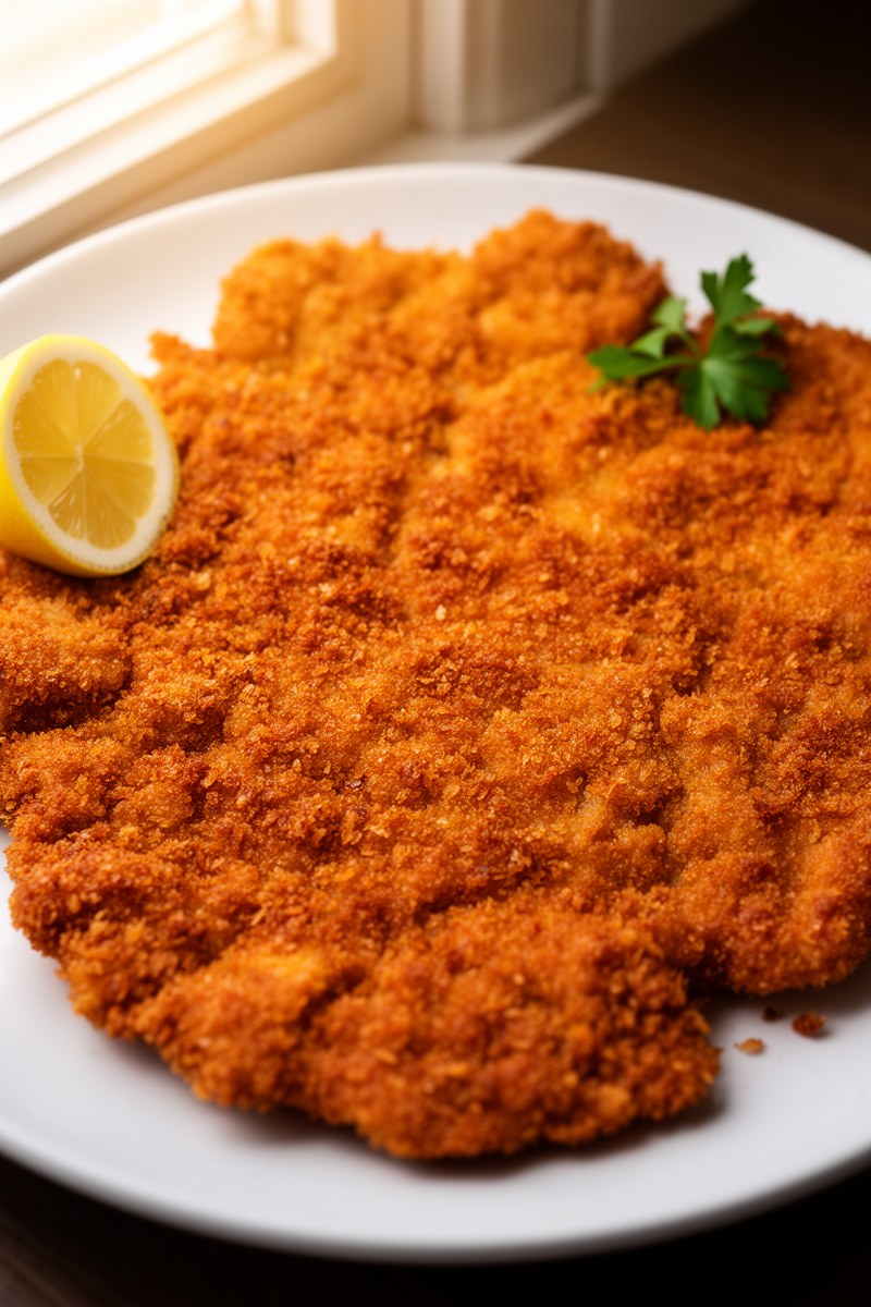Wiener Schnitzel Recipe on plate, ready to serve